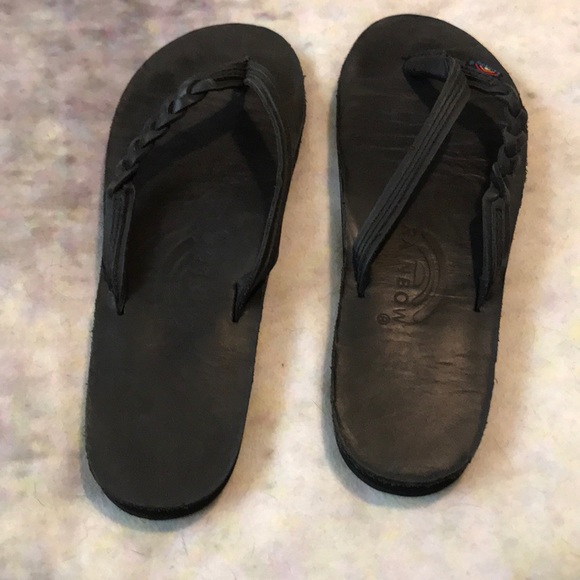 black braided flip flops